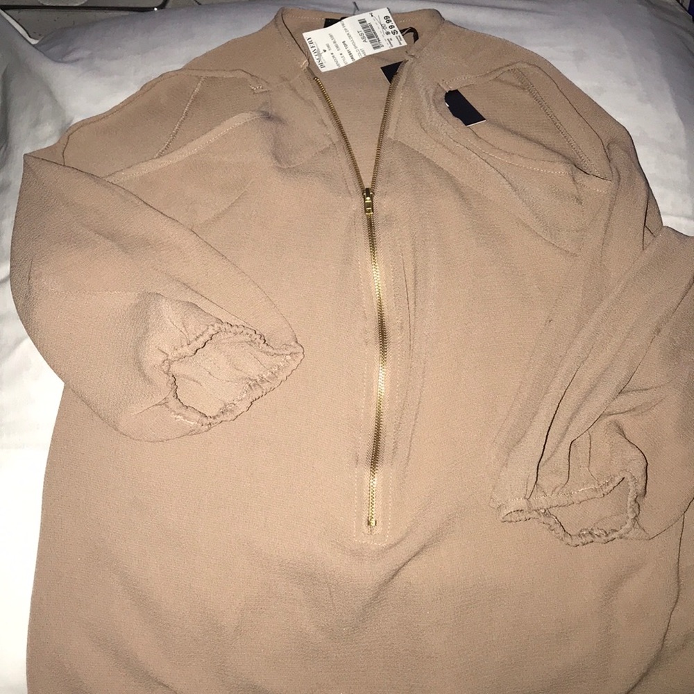 Cold shoulder zip front top